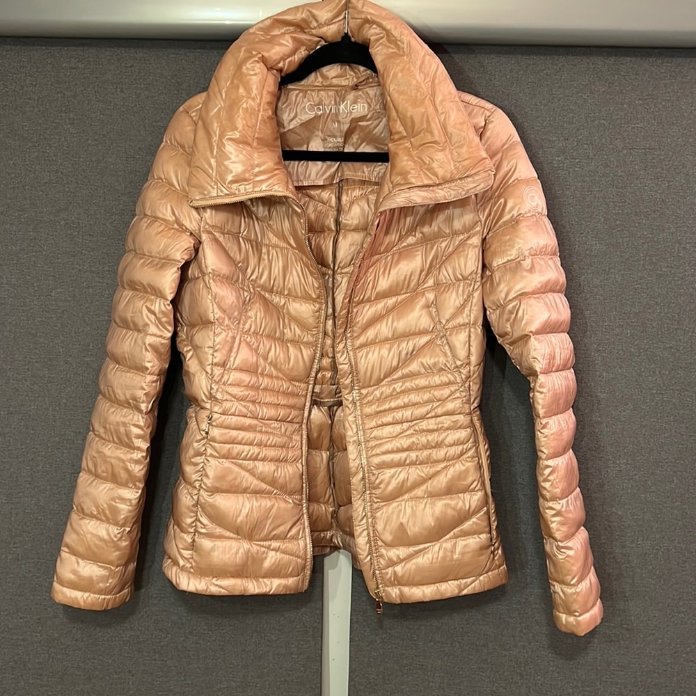 COPY - Calvin Klein Packable Jacket with Ruffled back- Rose Gold Color